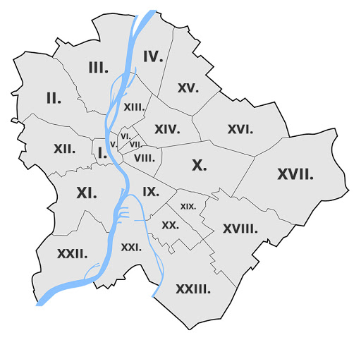 budapest jelenlegi felosztása és 23 kerülete