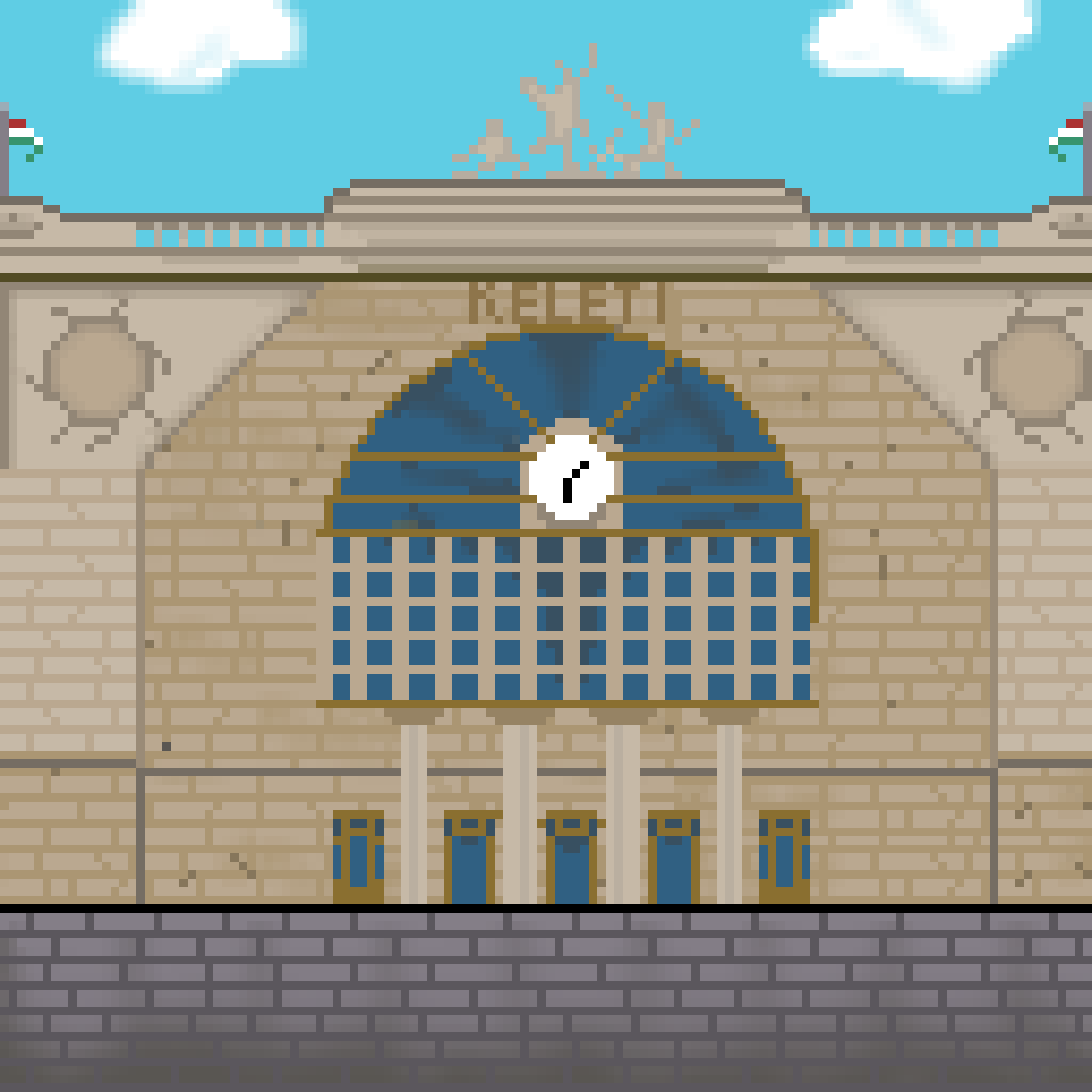 pixeles kép a keleti pályaudvarról